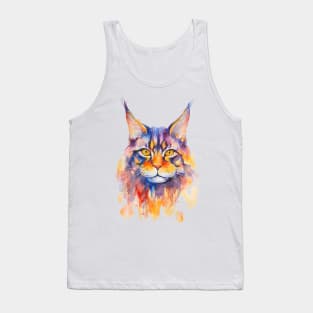 watercolor Maine Coon Cat Tank Top